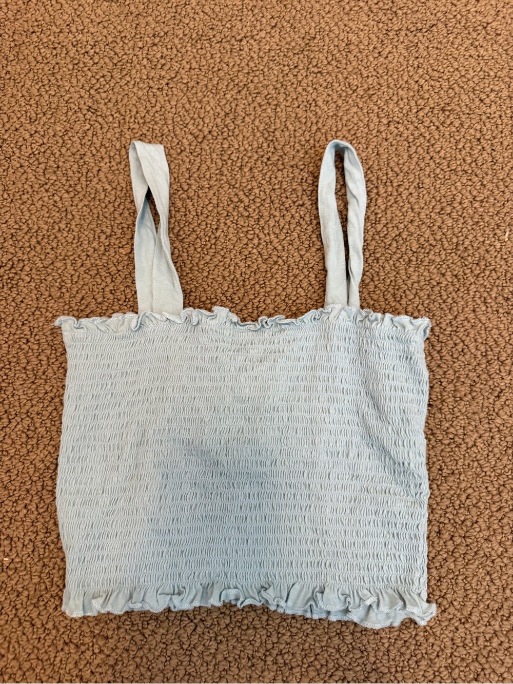 American Eagle Outfitters Light Blue Smocked Ruffle Tank